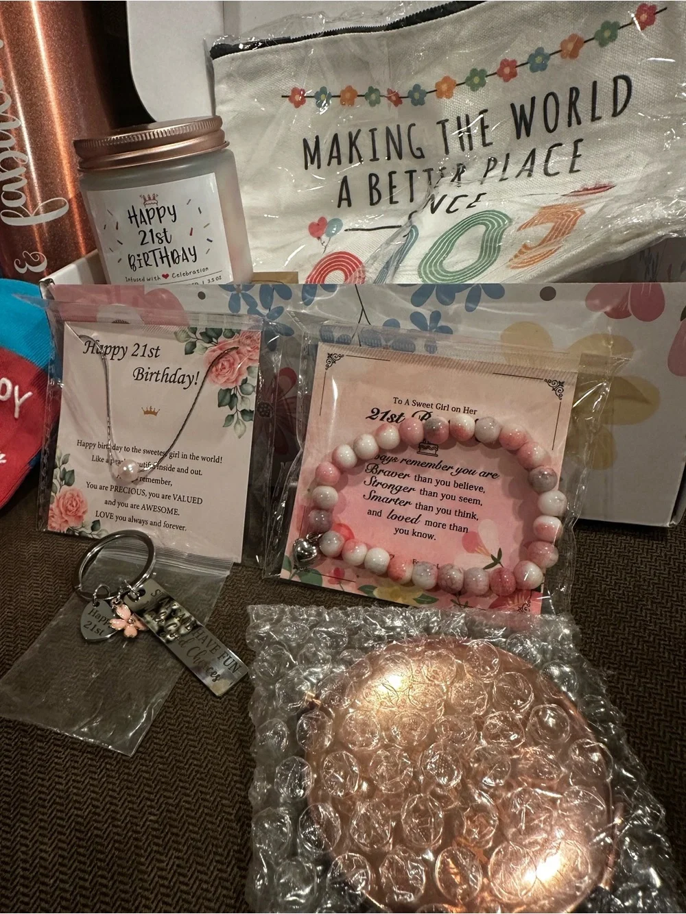 21st Birthday Gift Set - Rose Gold Tumbler & Accessories